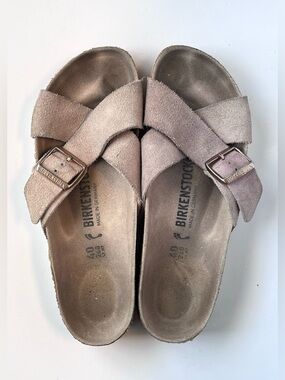 BIRKENSTOCK Siena Suede Crisscross Slide Sandals Rose Gold Taupe EU 40 US 9-9.5